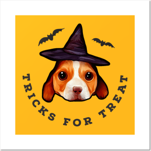 Halloween Cute Dog Witch Trick Or Treat Posters and Art